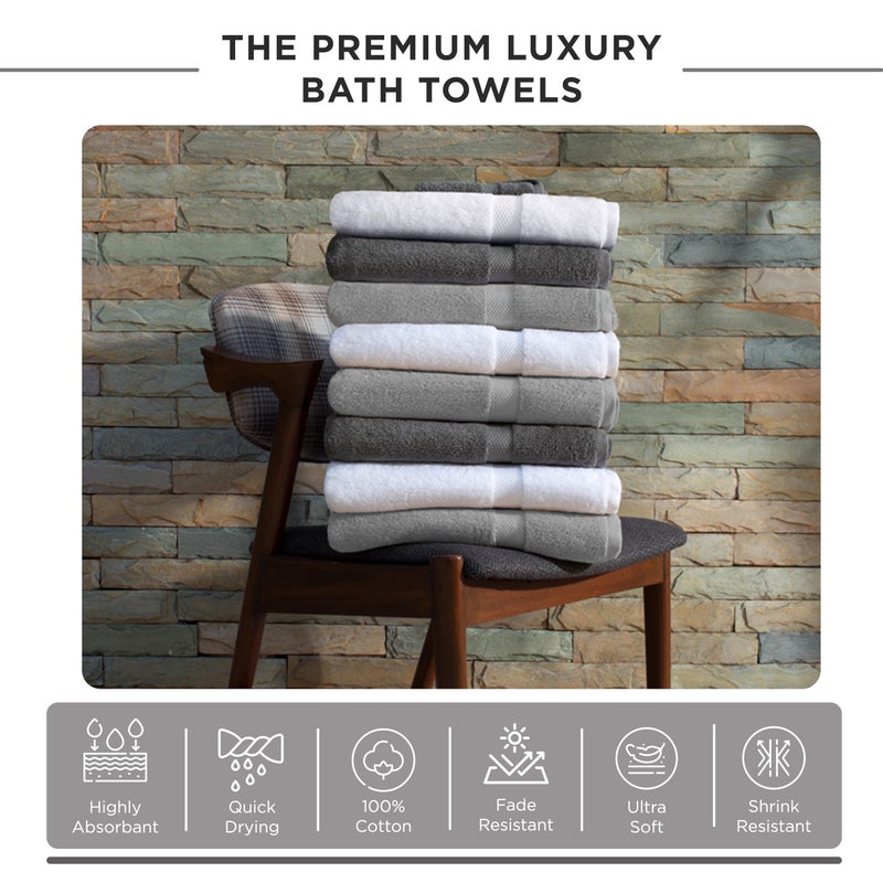 Villa Celestia 600 GSM 100% Cotton Bath Towels, White, Set of 4, Highly Absorbent, Plush, Soft, Quick Dry, 4 Pieces Combed Cotton Luxury Towels for Hotels, Spa, Salon, Bathroom, Dorm, Pack of 4 - Image 3